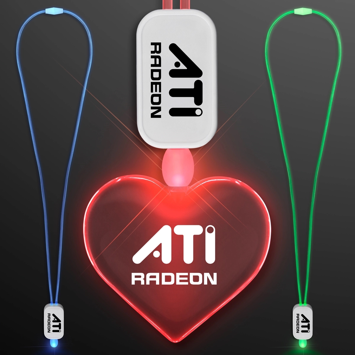 LED Neon Lanyards with Acrylic Heart Pendant 1