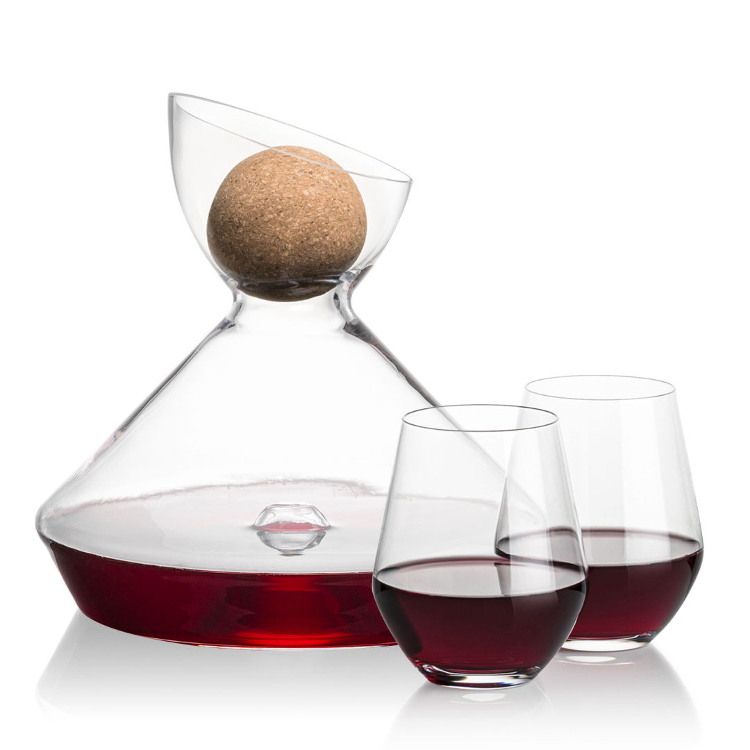 Woodbury Carafe w/Cork Stopper & Reina Stemless Wine 3