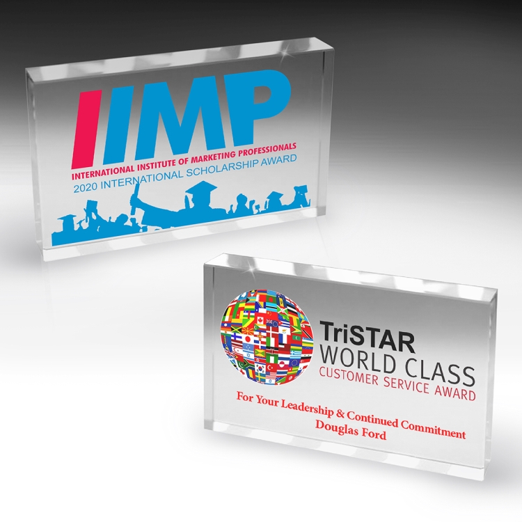 3" x 5" x 3/4" Glass Rect. Paperweight - 8513S (Screen Print), 8513P (4Color Process)