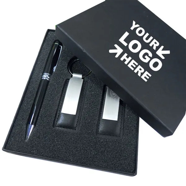 Executive Pen And Leatherette Key Tag Box Set 4