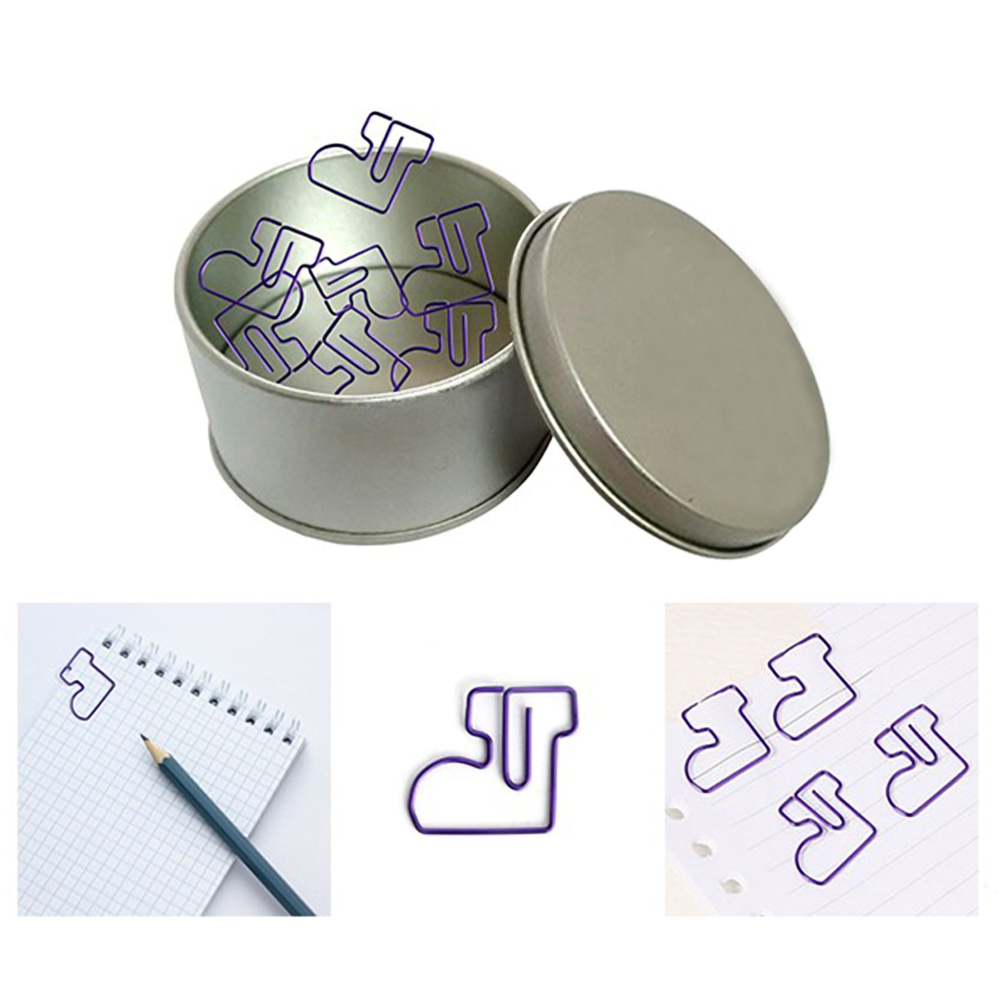 Sock Shaped Paper Clips w/Tin Container 3