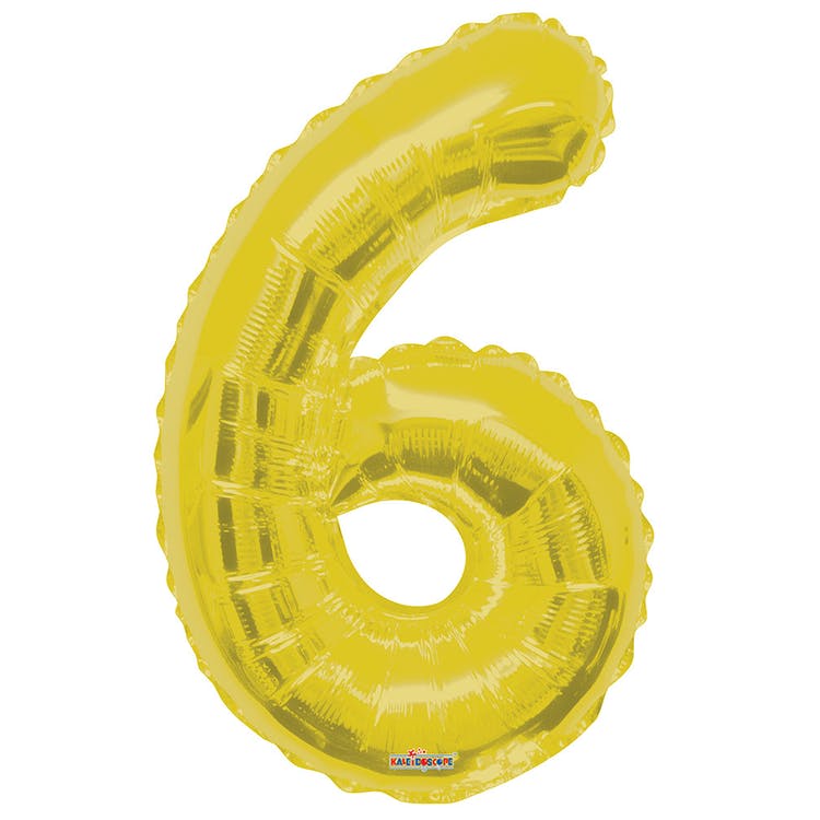 Mylar Number 6 Balloons - Gold 34" 2