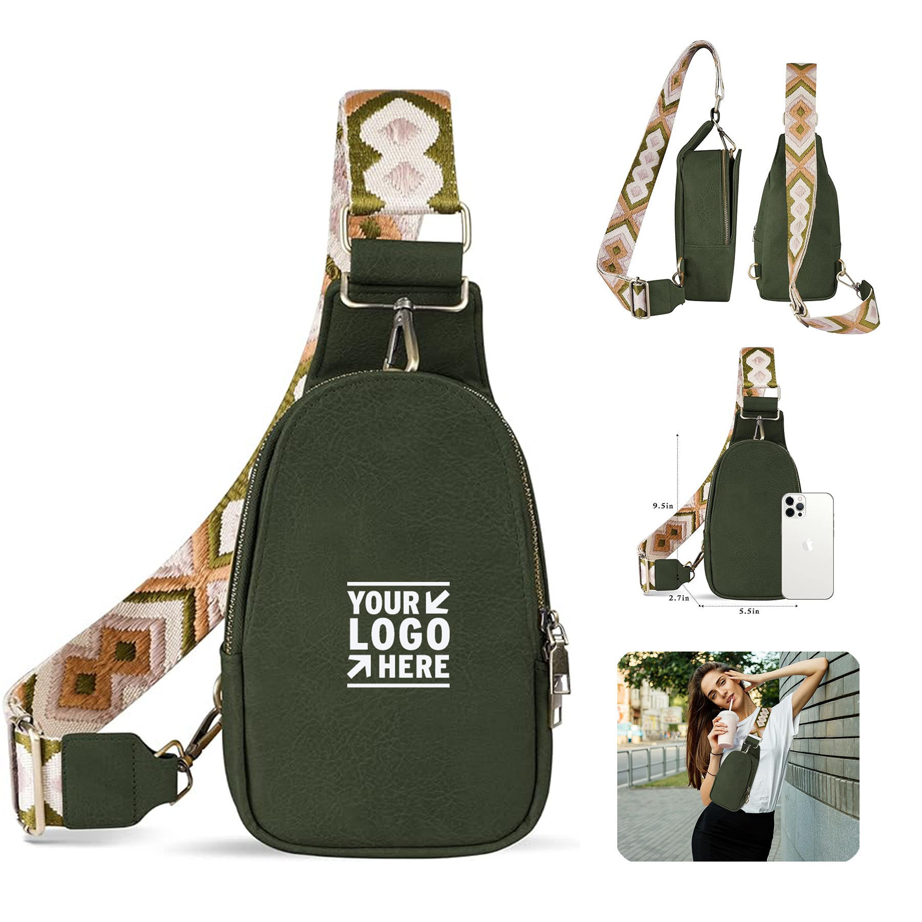 Women PU Leather Multipurpose Chest Sling Bag Small Crossbody Backpack