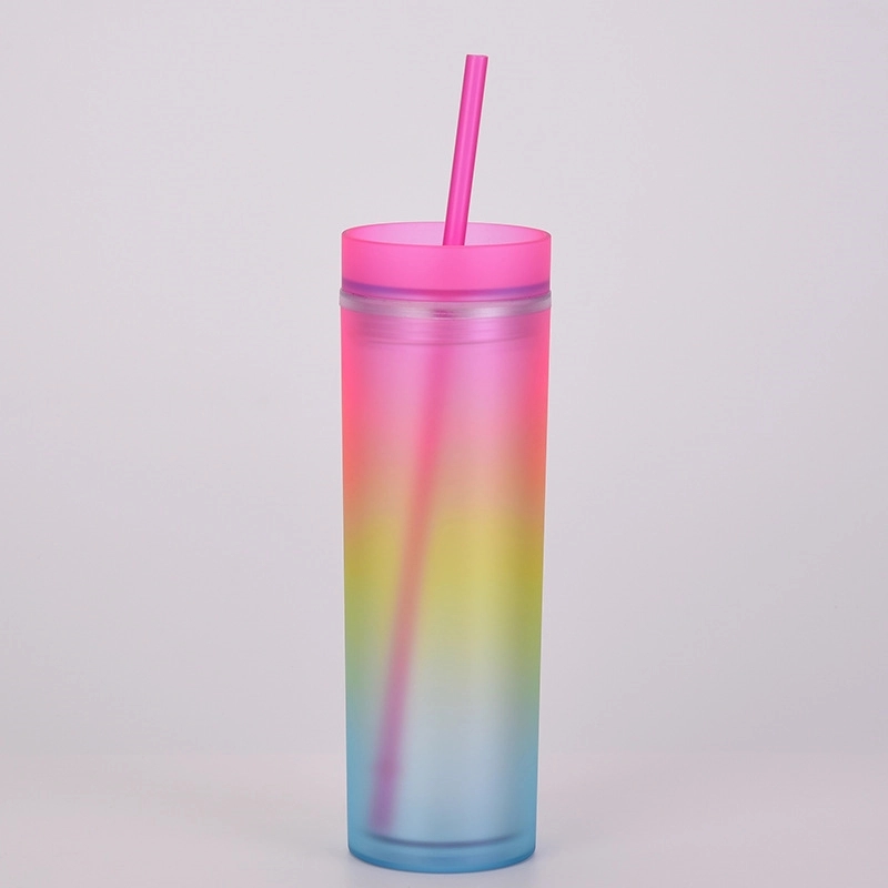 Custom Rainbow Color AS Plastic Material  Straw Tumbler 2