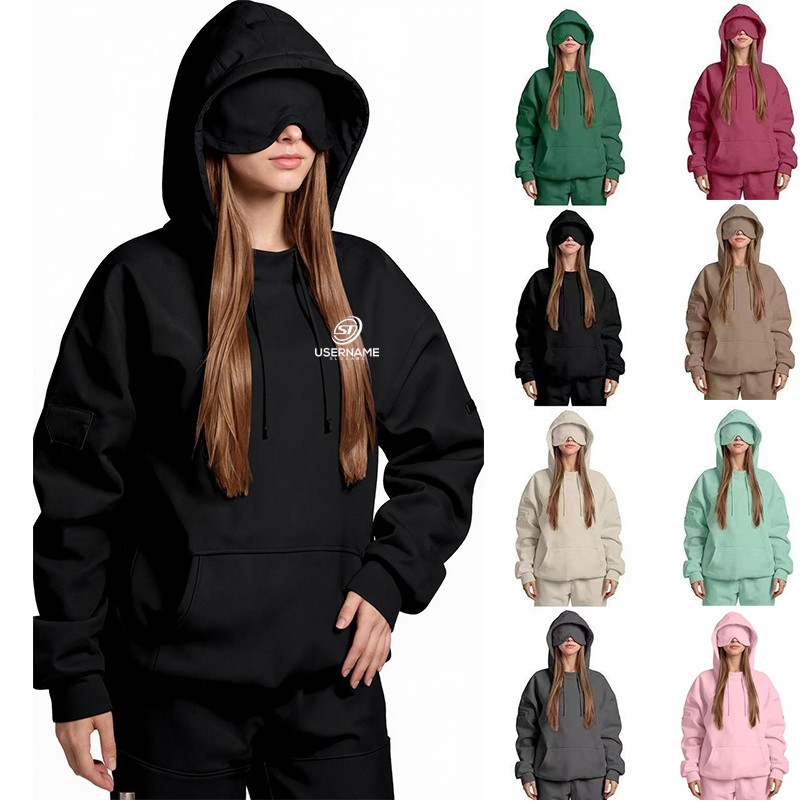 Unisex Polyester Hoodie With Eye Mask 3