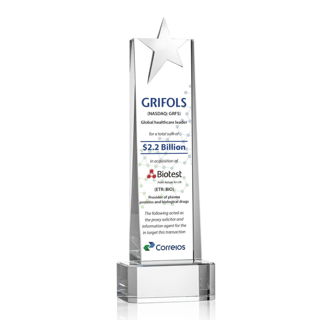 Fanshaw Silver Star VividPrint™ Award on Base - Clear 7