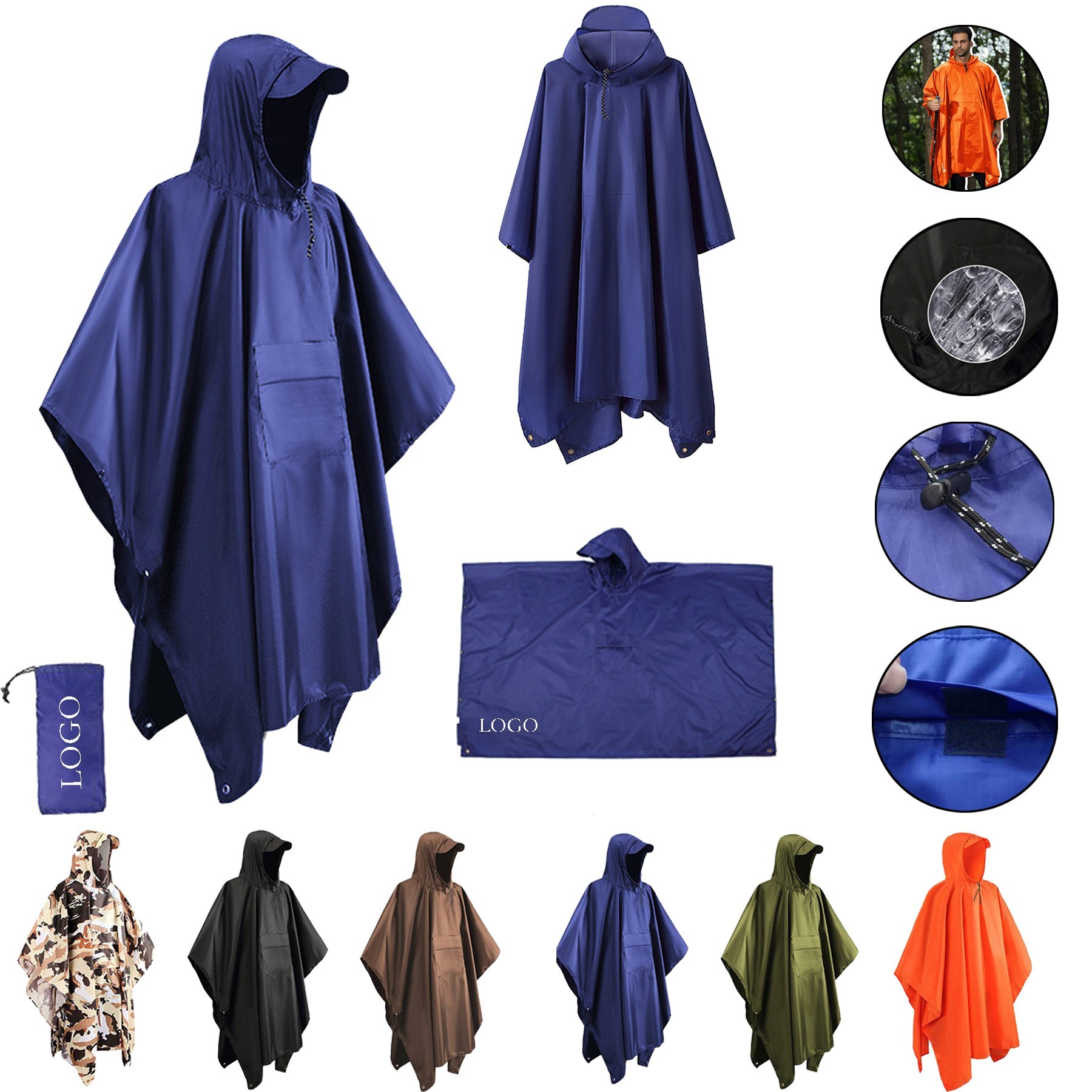 3 in 1 Hooded Waterproof Rain Poncho 1