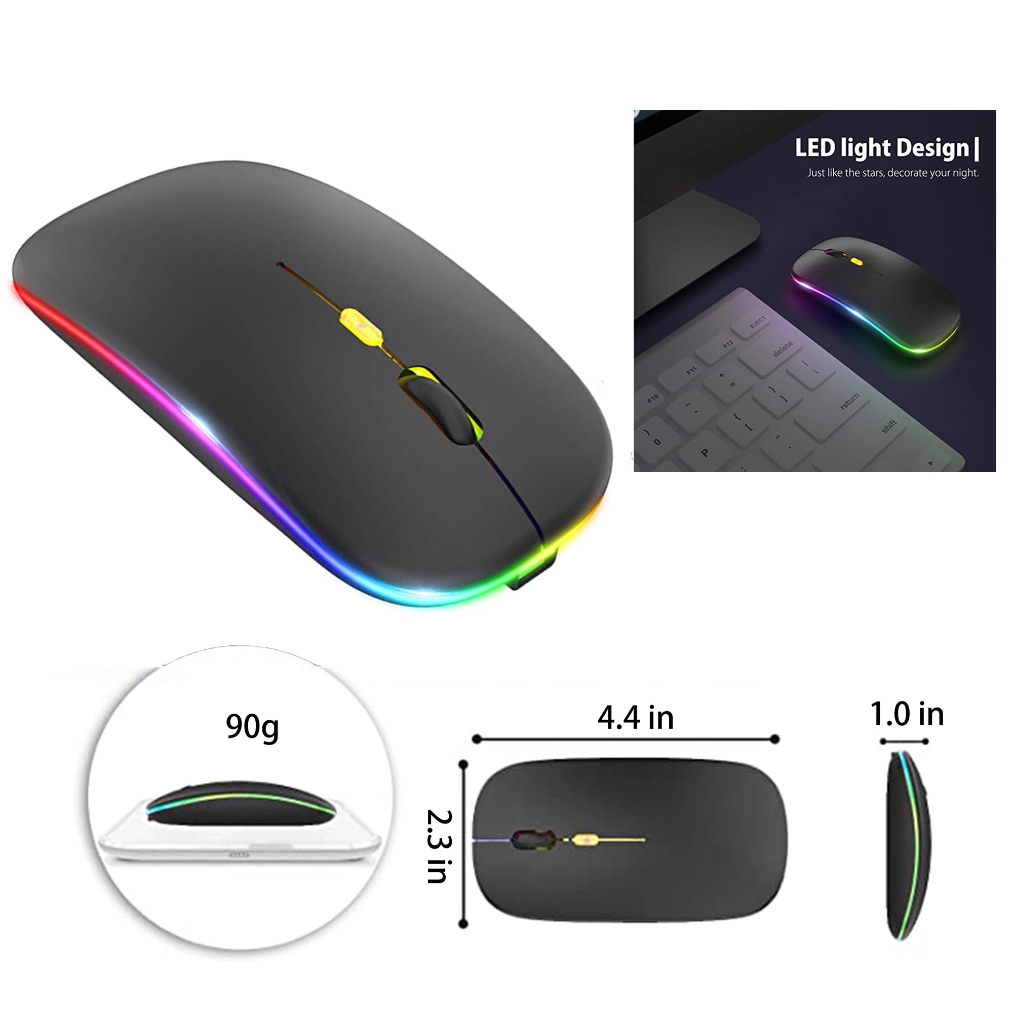 LED Wireless 2.4G Portable Mobile Office Mouse 5