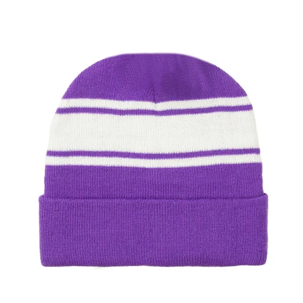 Striped Acrylic Knit Beanie With Cuff 11