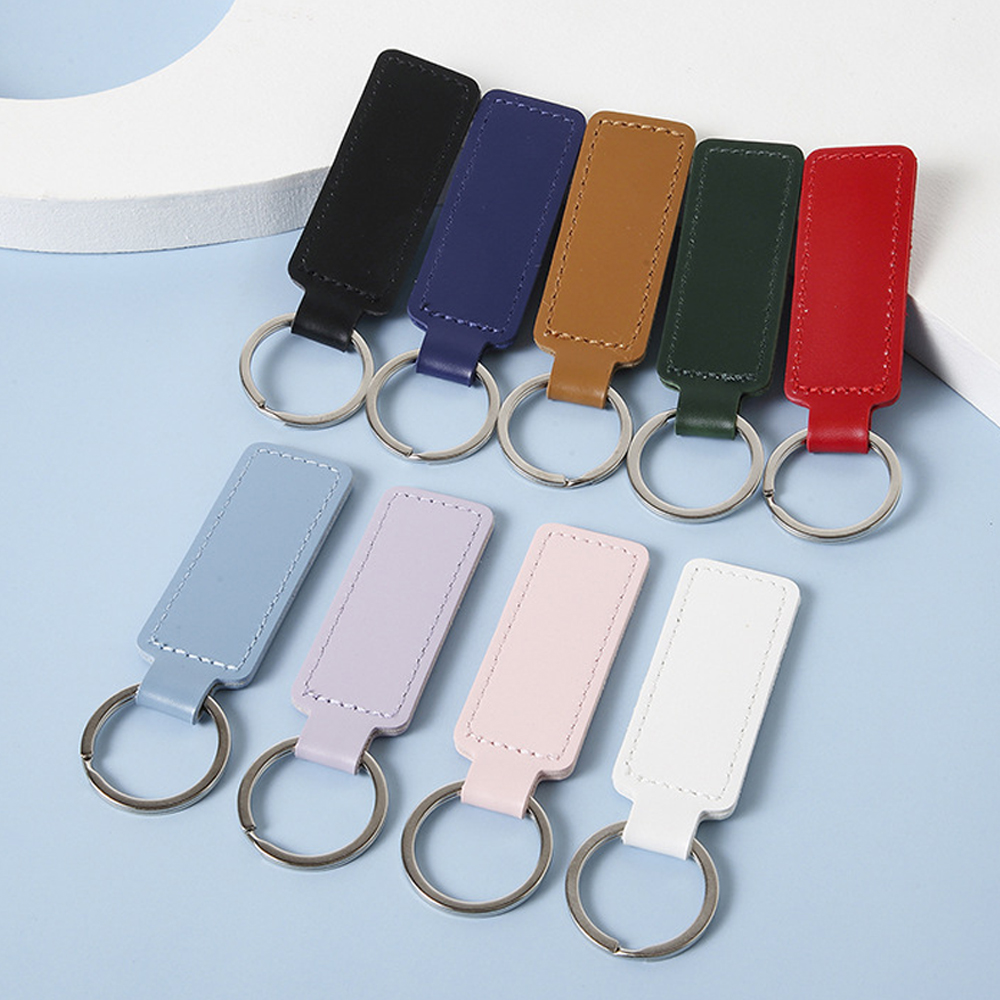 Rectangular PU leather key chain 4