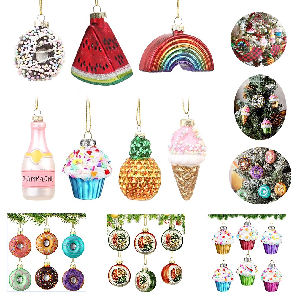 Glass Christmas Tree Vegetables and Fruits Hanging Ornaments 2
