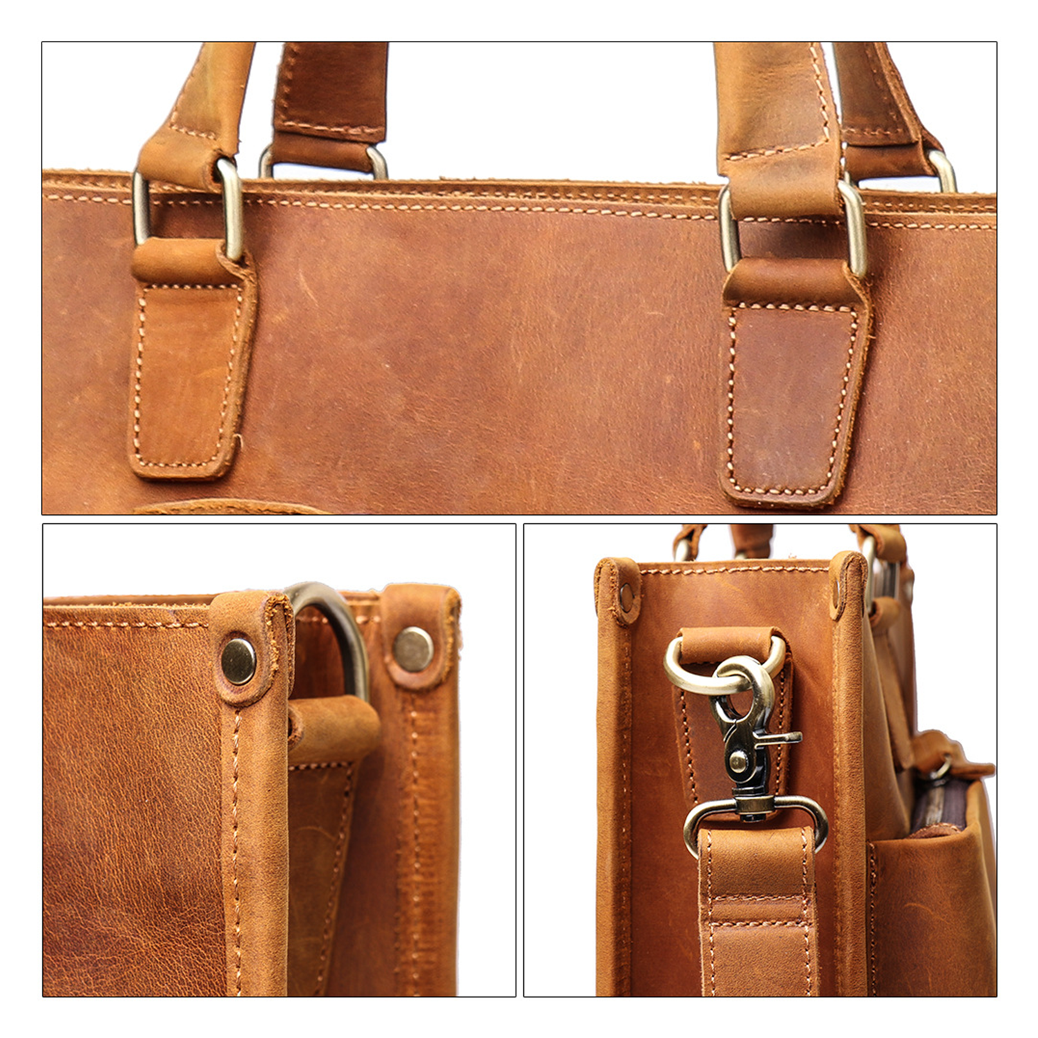 PU Leather Handmade Briefcase Laptop Messenger Bag 6