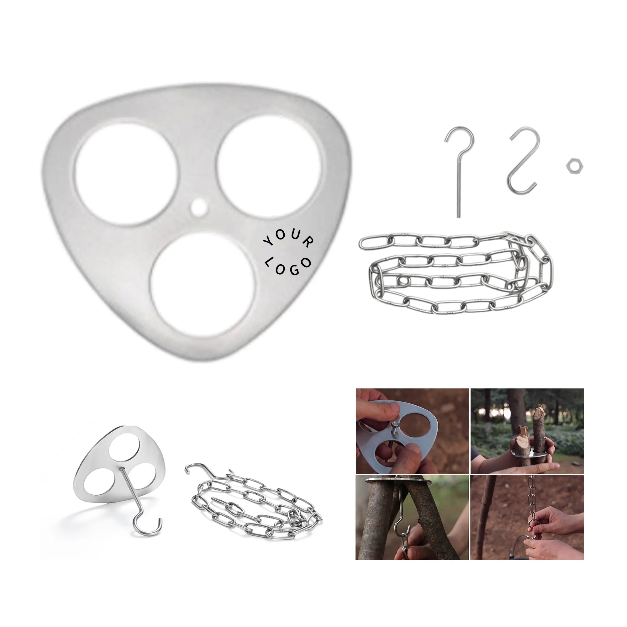 Stainless Steel Tripod Hanging Rack for Camping 1