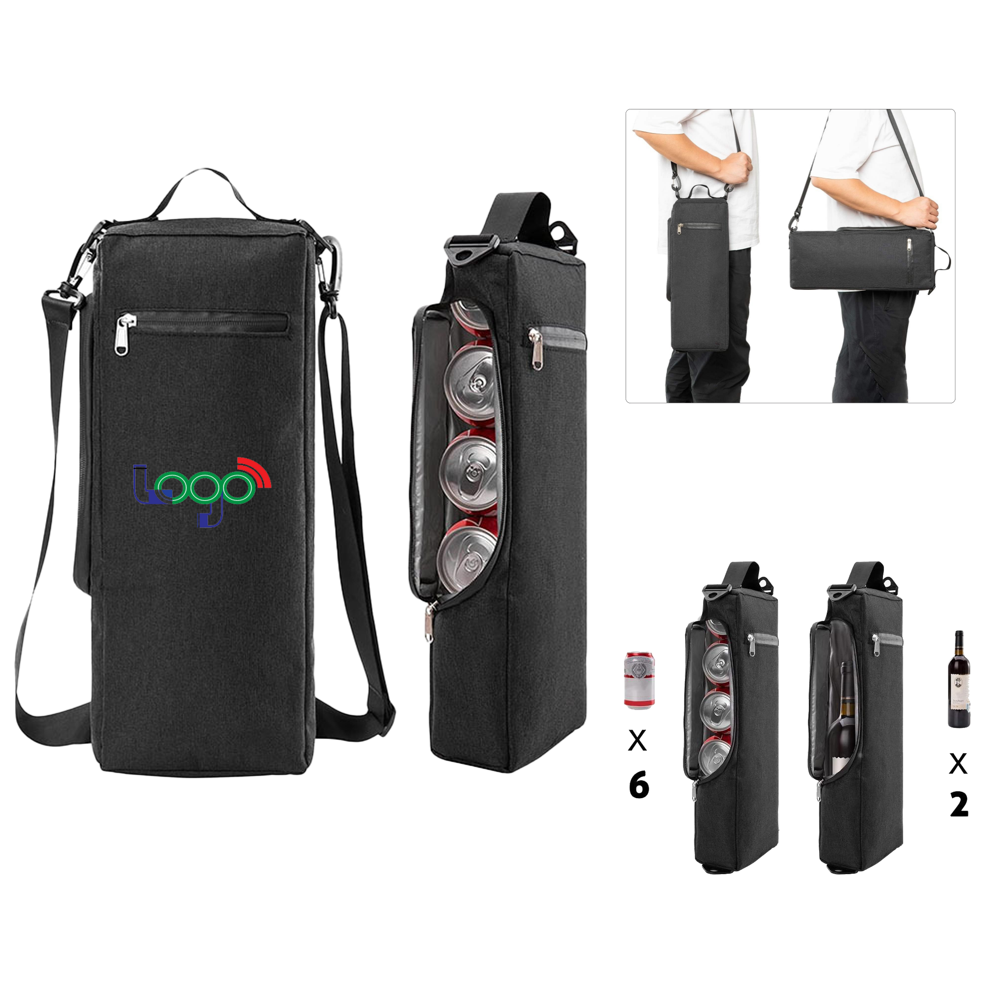 Full Color Insulated Wine and Beer Cooler Bag with Shoulder Strap 2