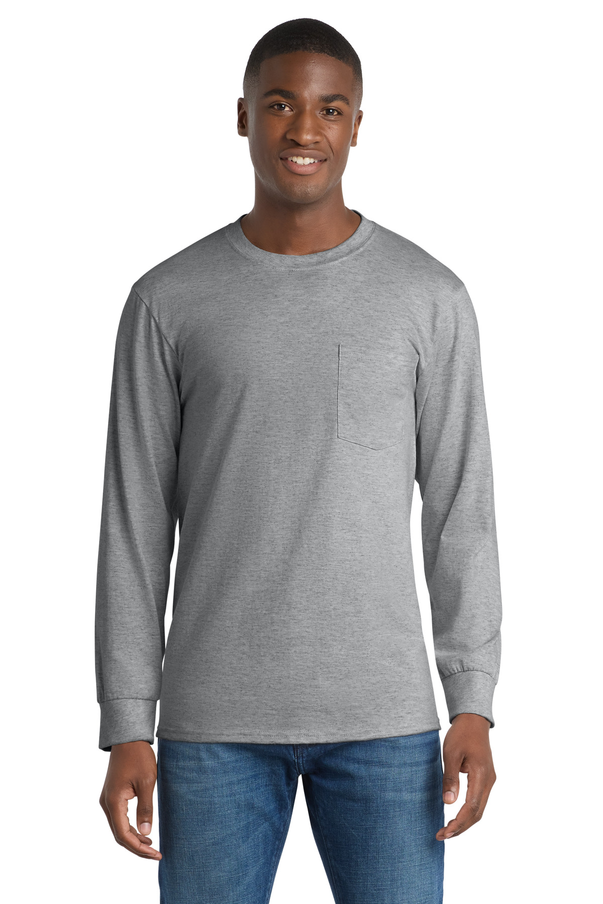 Port & Co Long Sleeve Essential Pocket Tee. PC61LSP 34