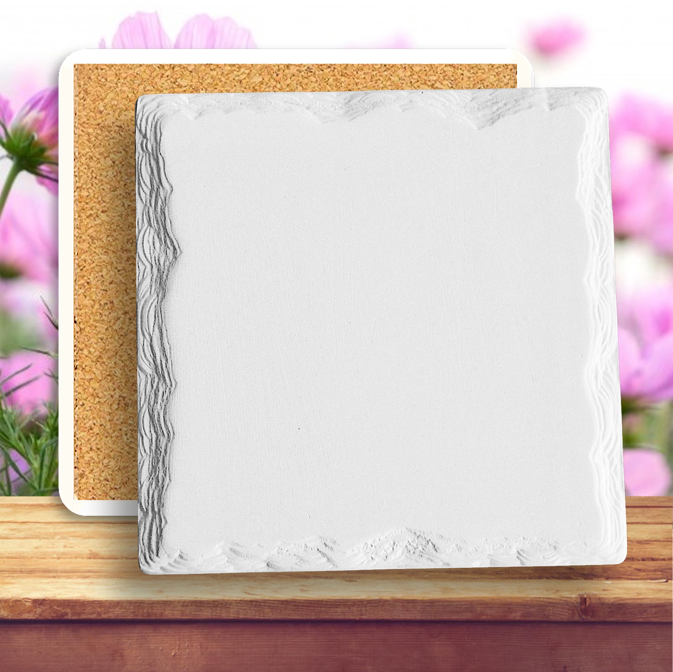 Square Layered Edge Absorbent Stone Coaster - Full Bleed 3