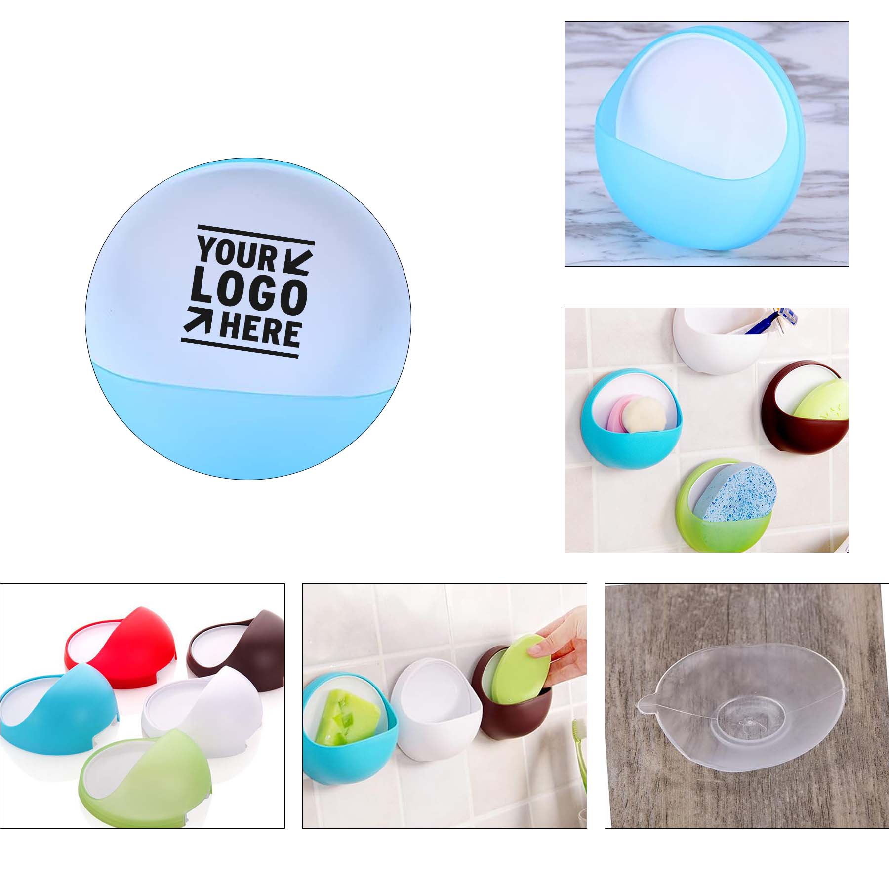 Wall-Mounted Bath Suction Cup Plastic Shower Soap Holder 