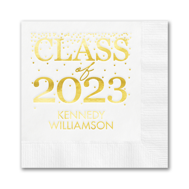 Classy Confetti Dots Foil Beverage Napkin 1