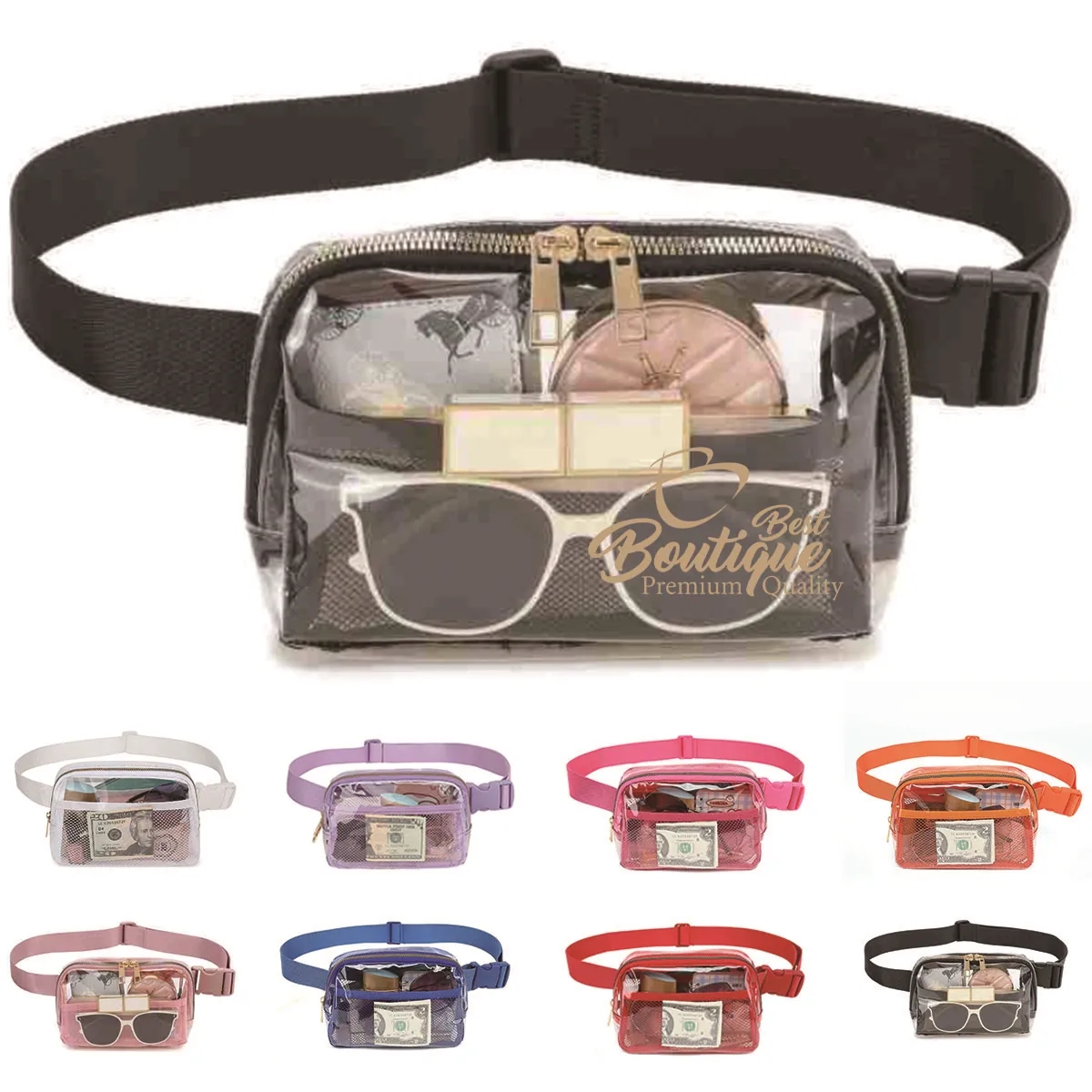 Stadium Approved Clear Belt Waist Bag with Adjustable Strap 3