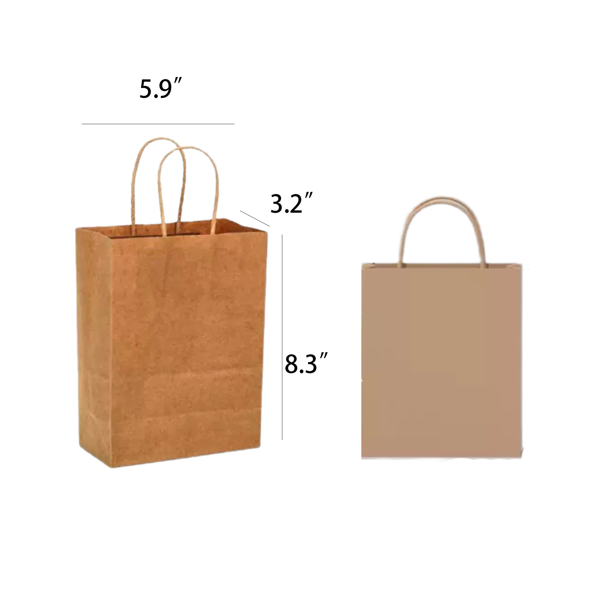 Customizable Kraft Paper Bags Handles Reusable Grocery100pcs 3