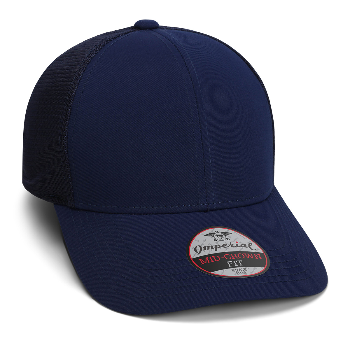 Imperial 1988M 6-Panel The Whitaker Mesh Back Poly Cap w/ Leatherette Patches or Embroidery 29