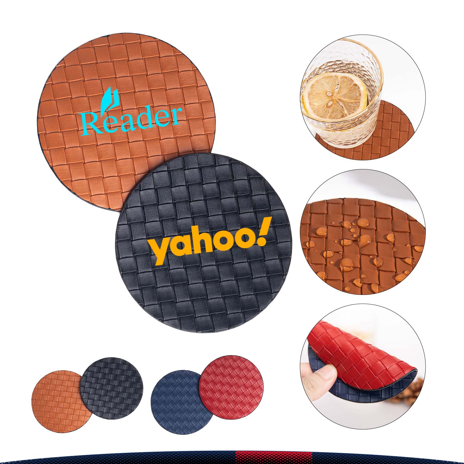 Round Braiding PU Leather Coaster 4