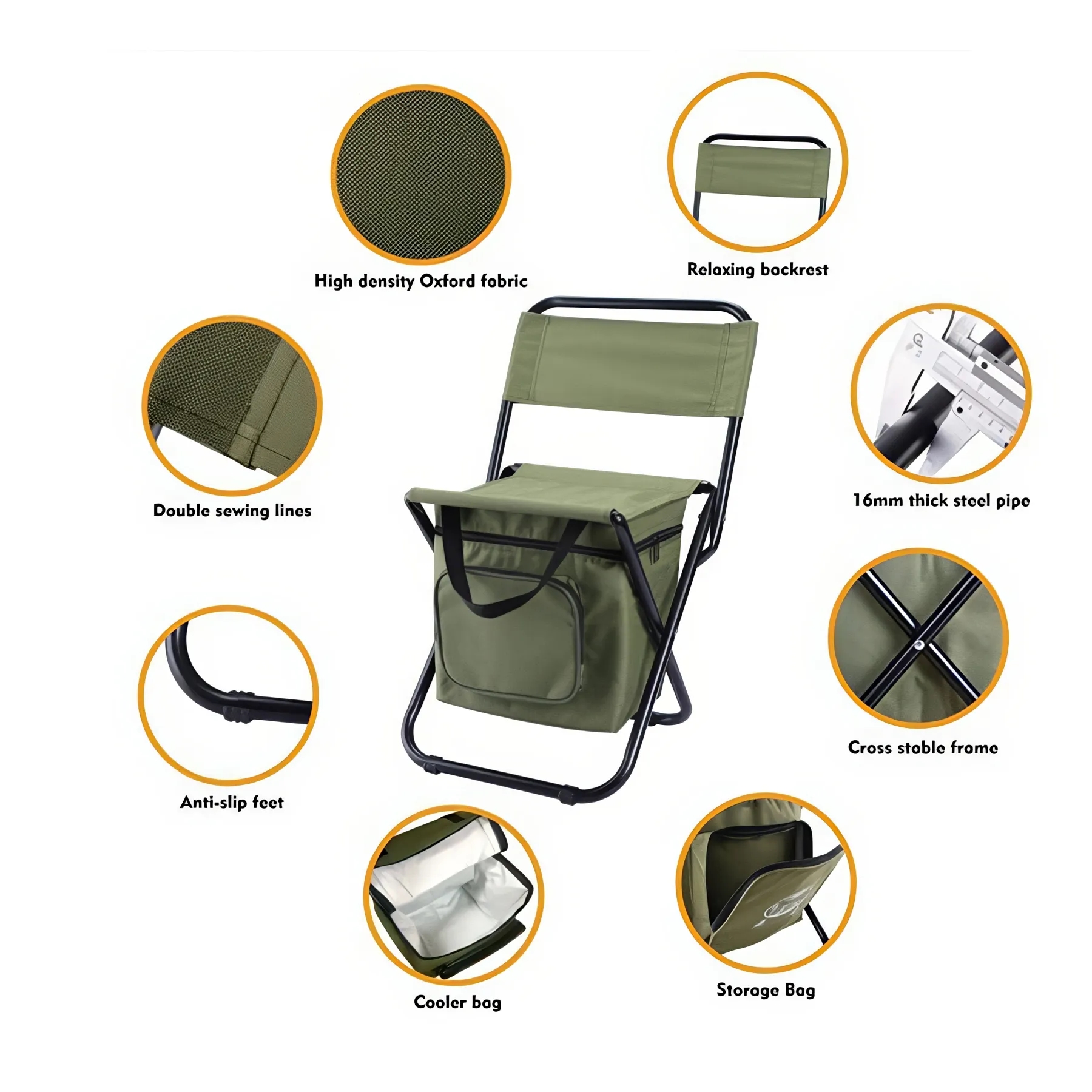 Foldable Camping Chair with Cooler Bag 2