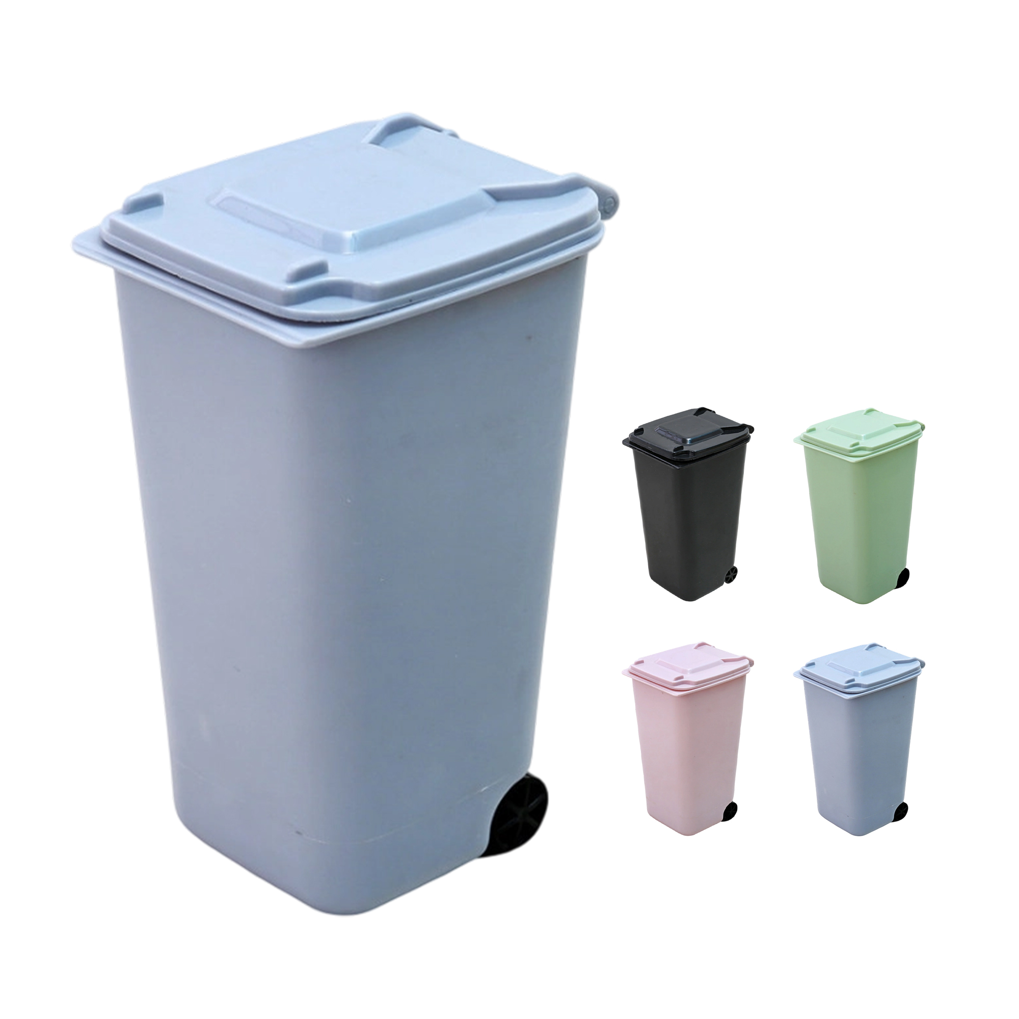 PP Plastic Mini Trash Bin Shaped Pen Holder With Lid 12