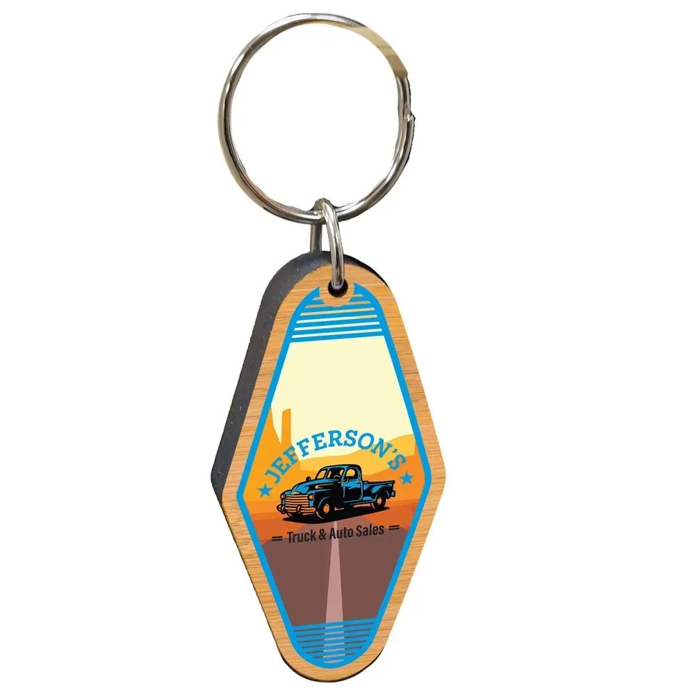 Vintage Bamboo Motel Keychain Hotel Key Tag 6