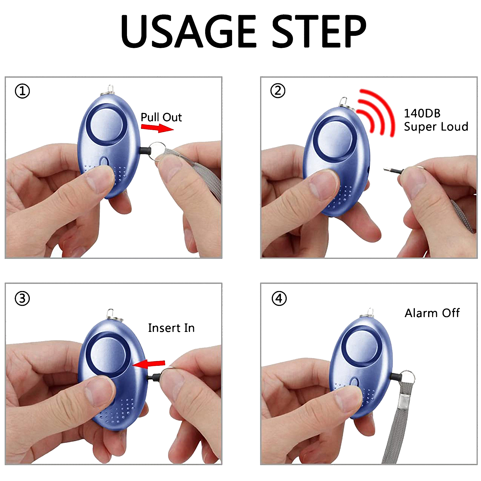 Compact LED Flashlight and Emergency Alarm Keychain 5