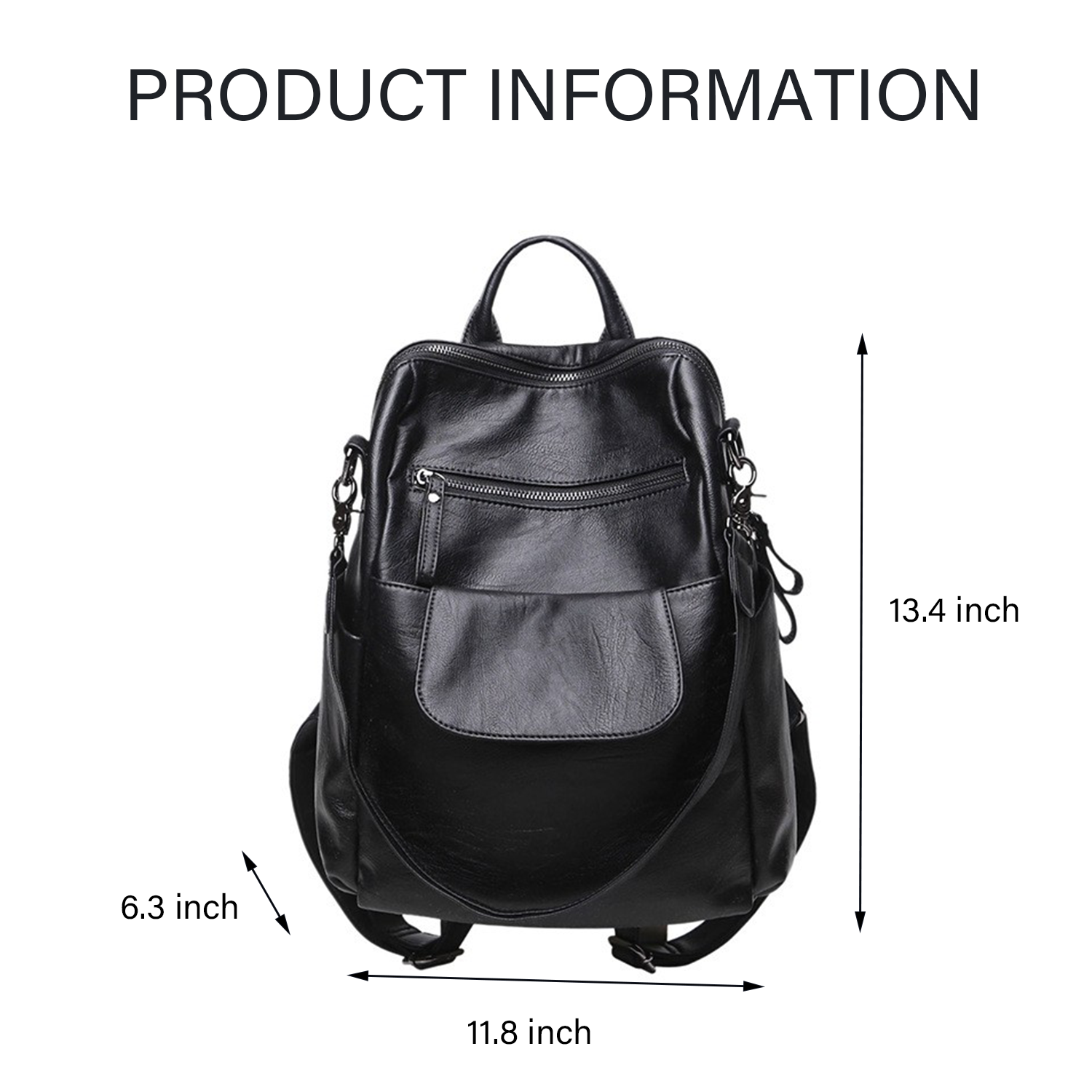Large Fashion PU Leather Backpack Purse 3