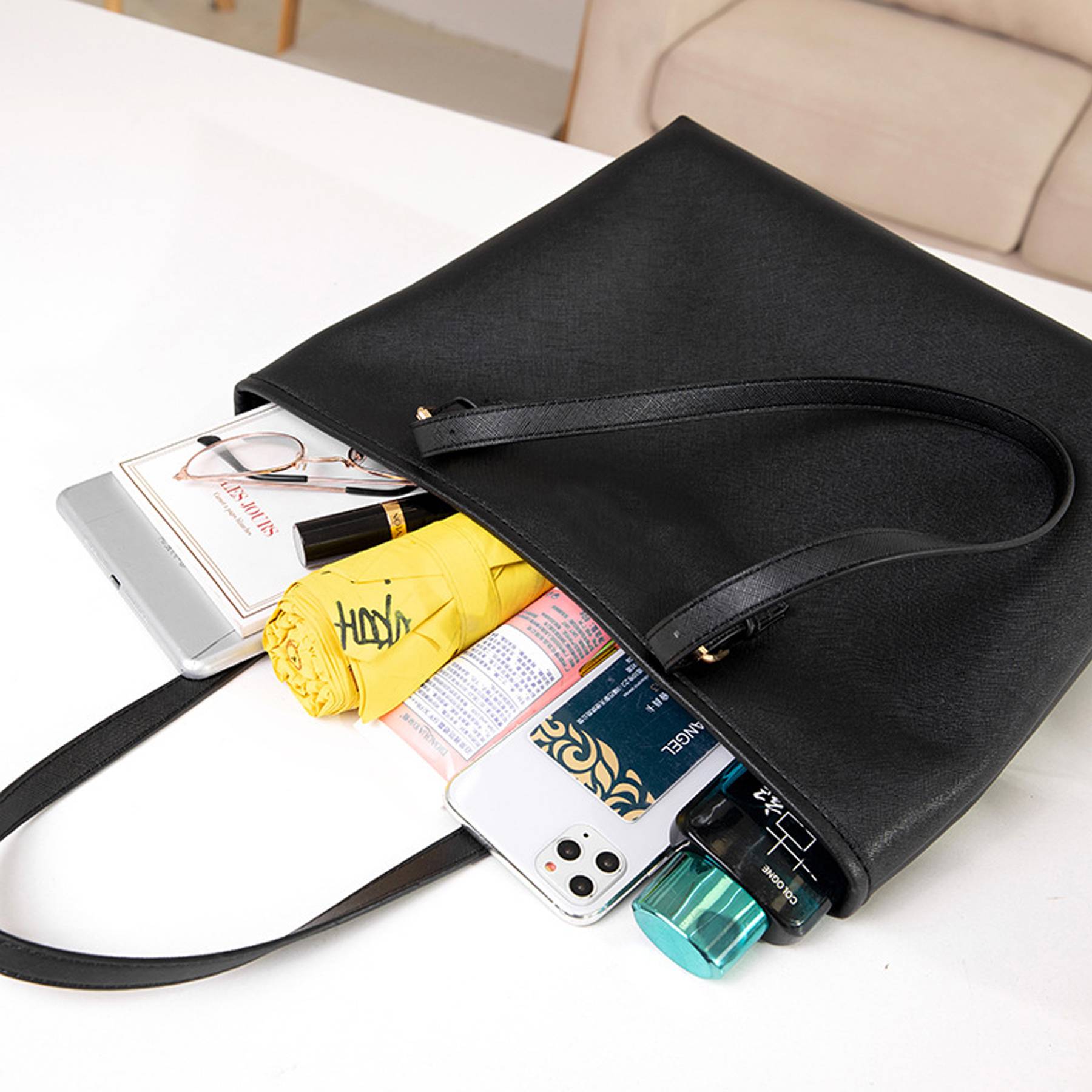 PU Leather Women Tote Handbag, custom tote bag with logo imprint 5