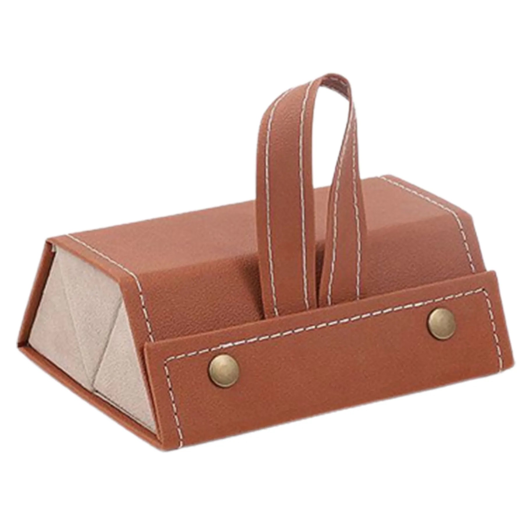 Pu Leather Glasses Case W/3 Compartments And Handle 3