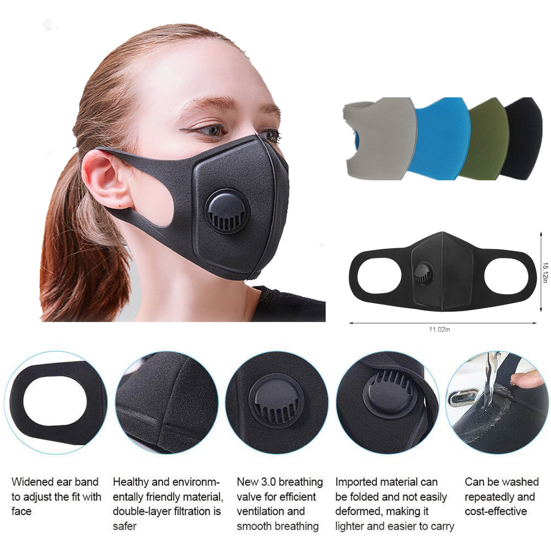 2 Layer Sponge Face Mask With valve 1
