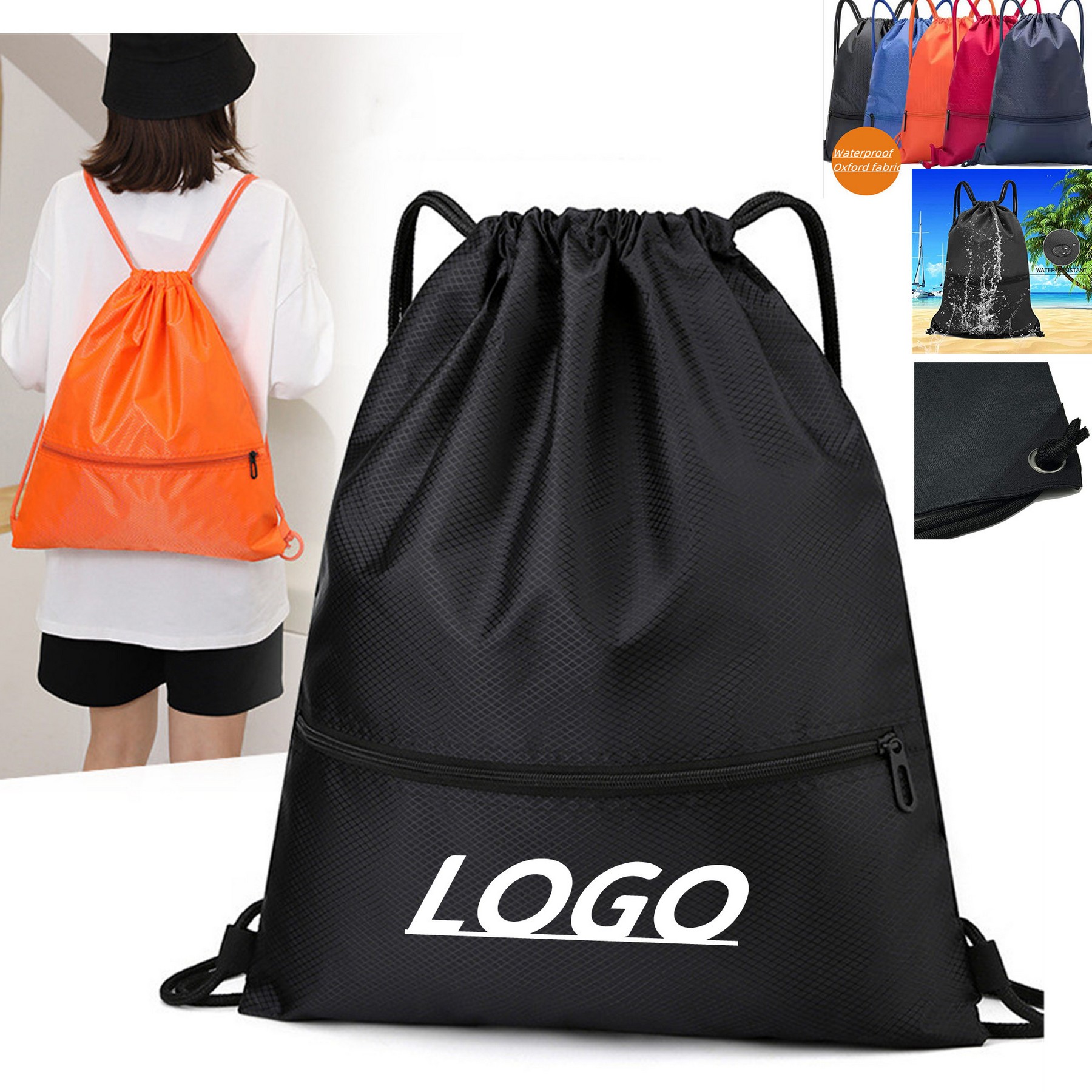 Drawstring Backpack Bag Sport Gym Sackpack