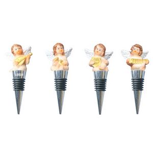 Elegant 4 Piece White Wings Angel Cupid Wine Stopper Set 6