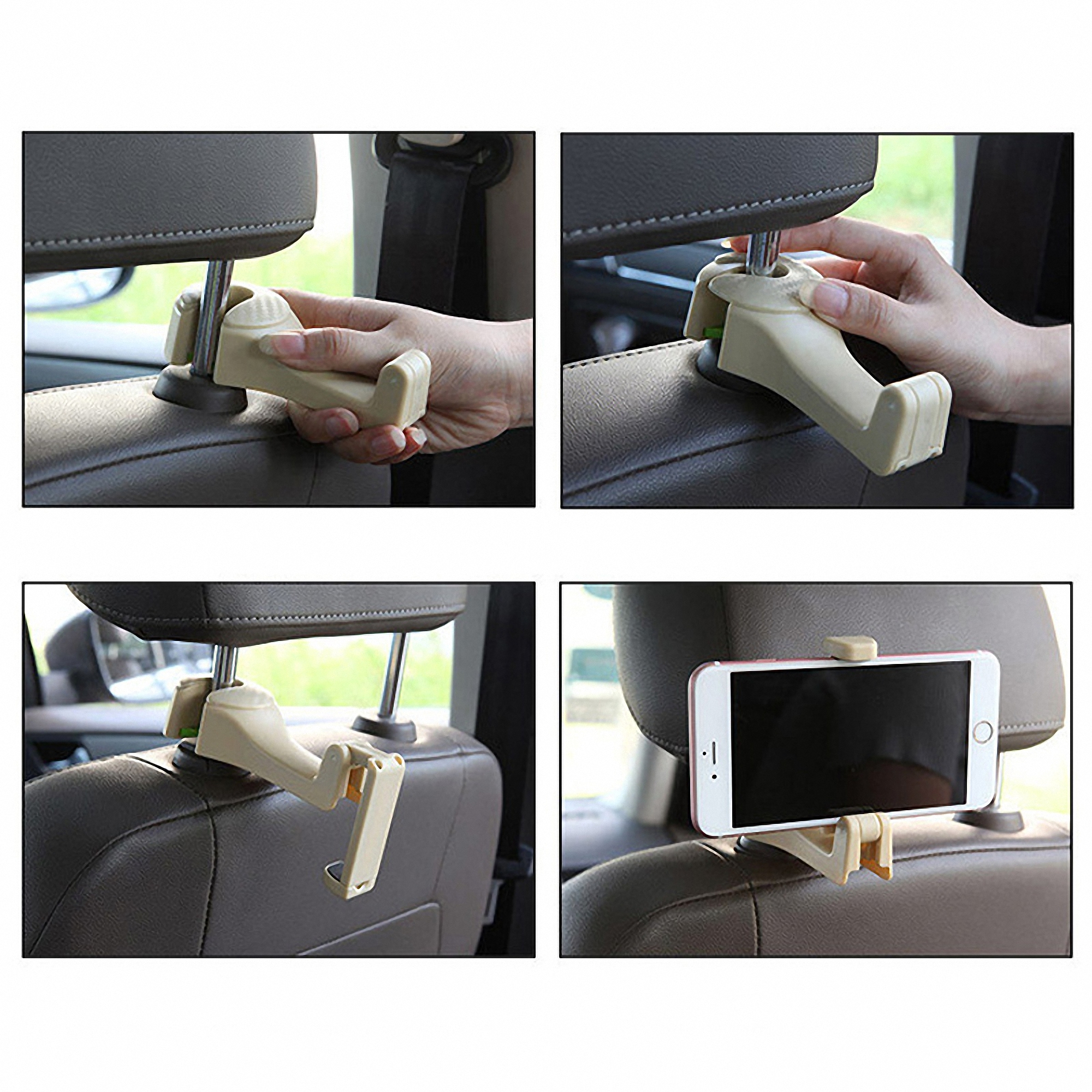 Car Seat Back Organizer with Headrest Hooks 4