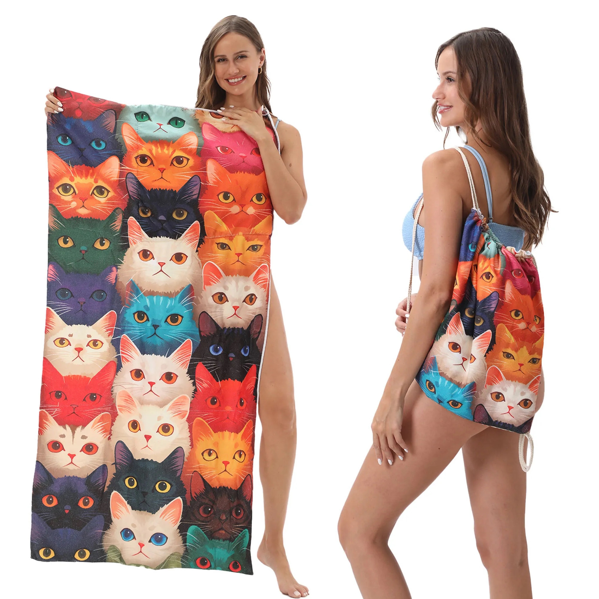 Versatile 2-In-1 Foldable Beach Towel With Storage Bag 15