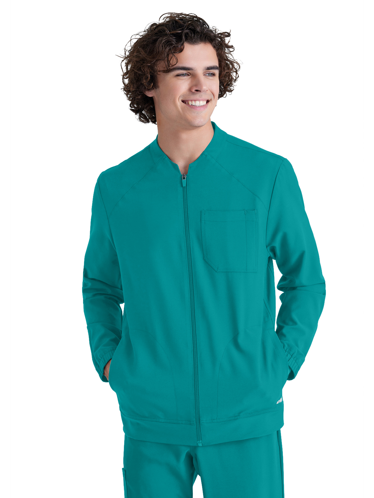 Grey's Anatomy Evolve Stretch - Men's Three-Pocket Cycle Warm Up Scrub Jacket 12
