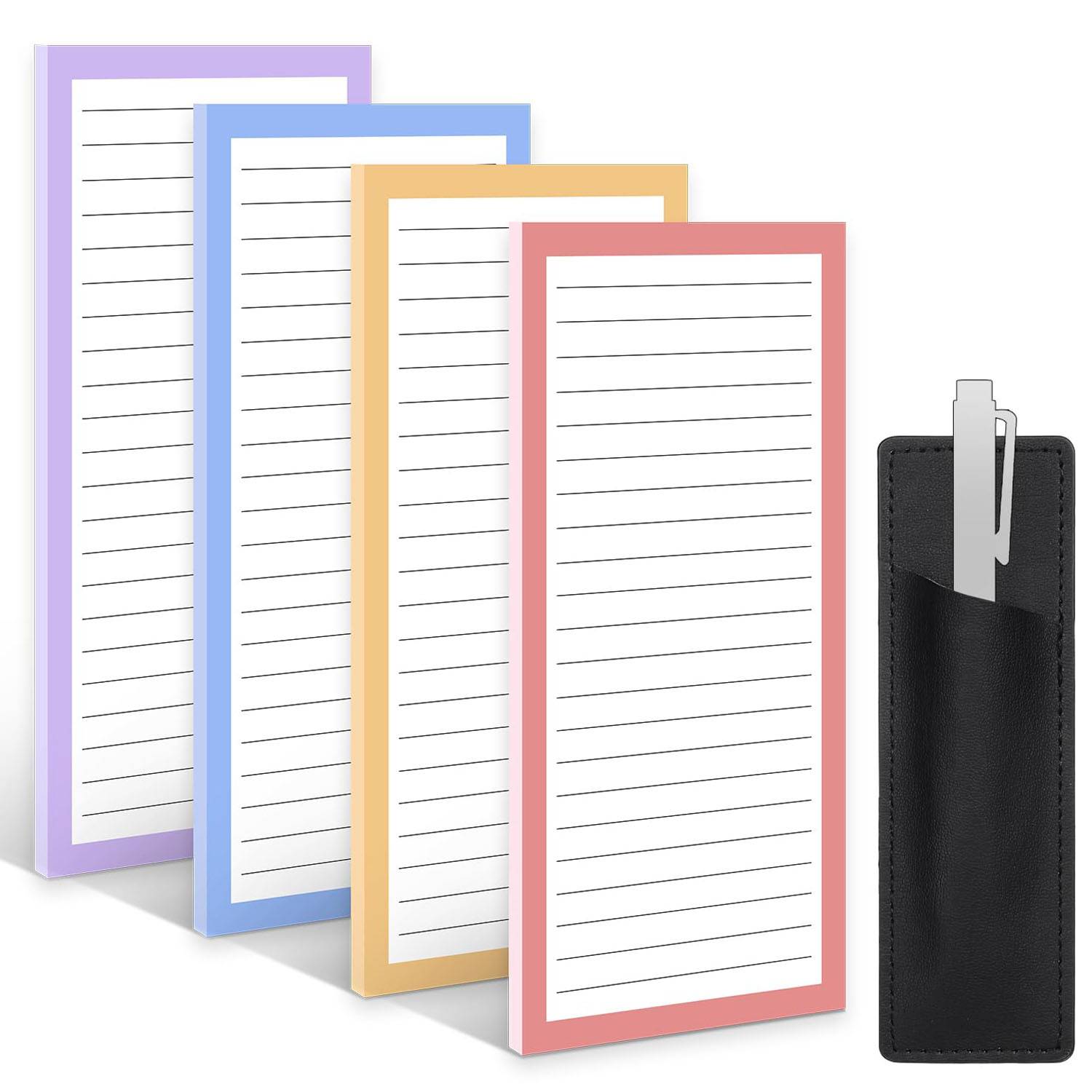 4 Pack Magnetic Fridge Notepad Set w/ Pen Holder 7