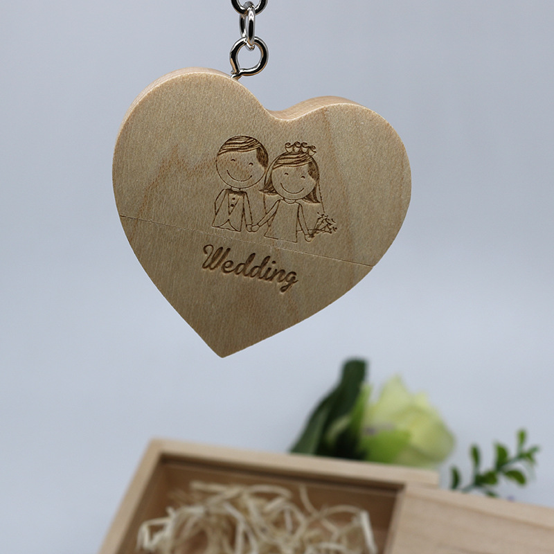 Heart Shape Wooden USB Flash Drive 3