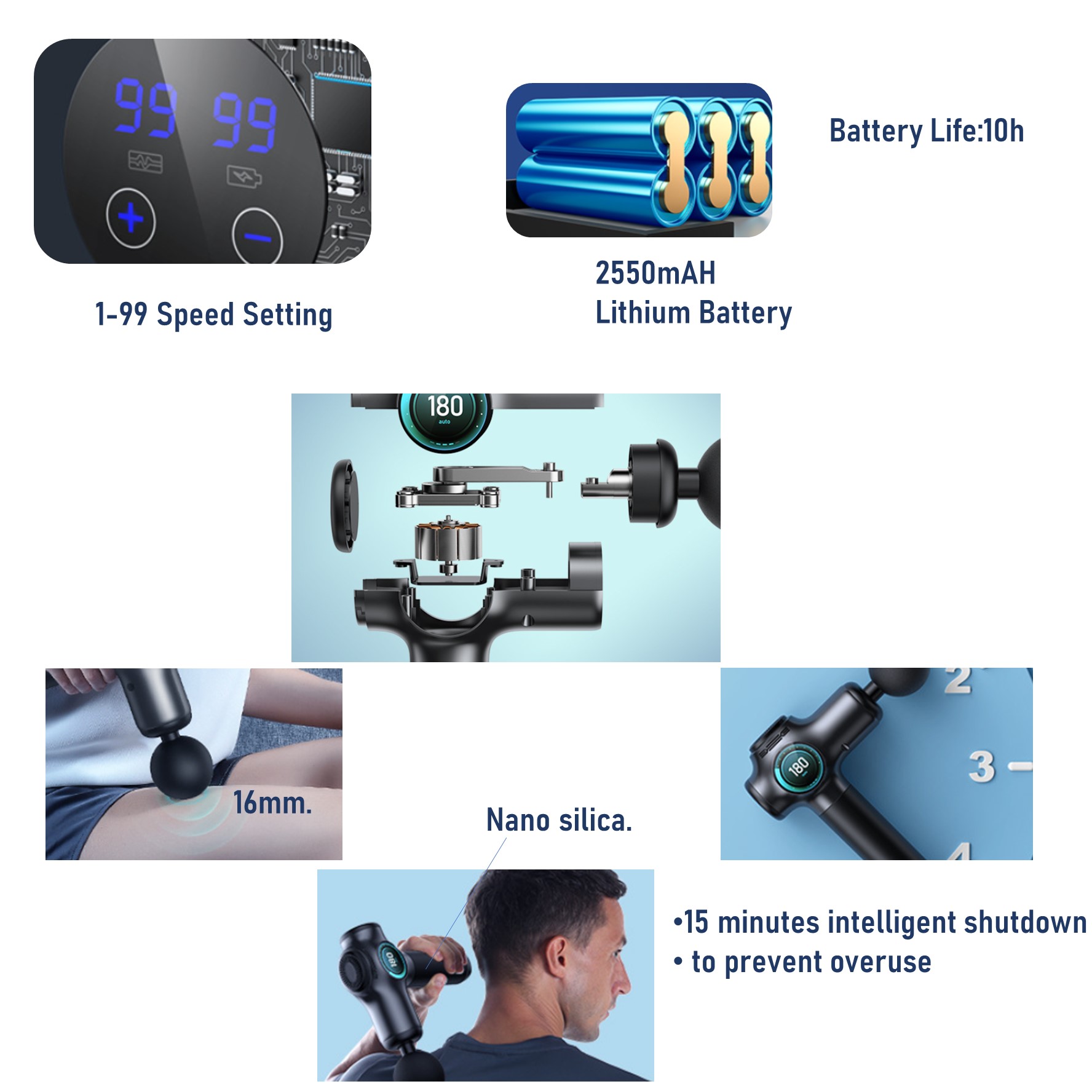 Muscle Massage Gun with 8 Attachments 2