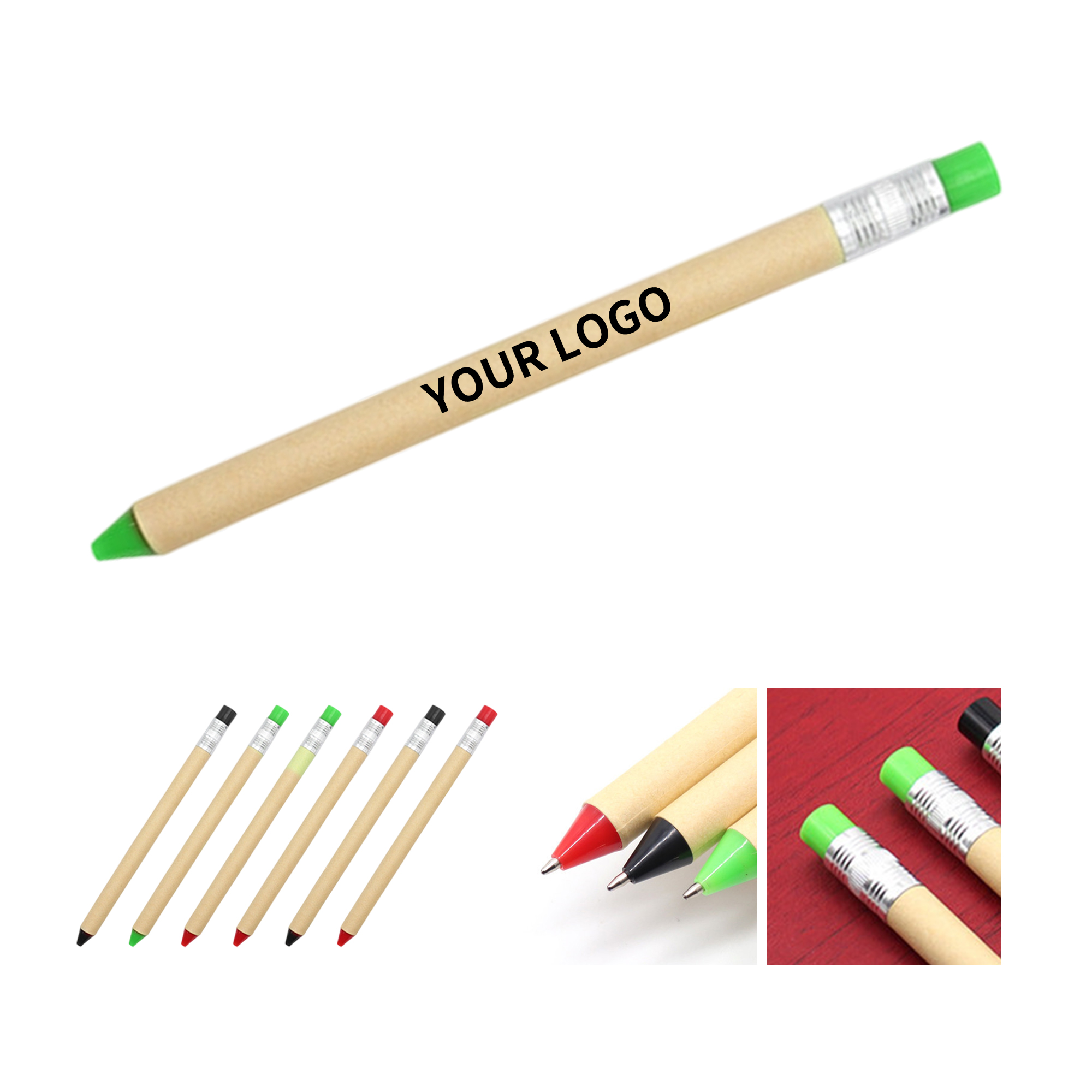 Paper Barrel Click Ballpoint Pen 6.5" Length x 0.47" Width 2
