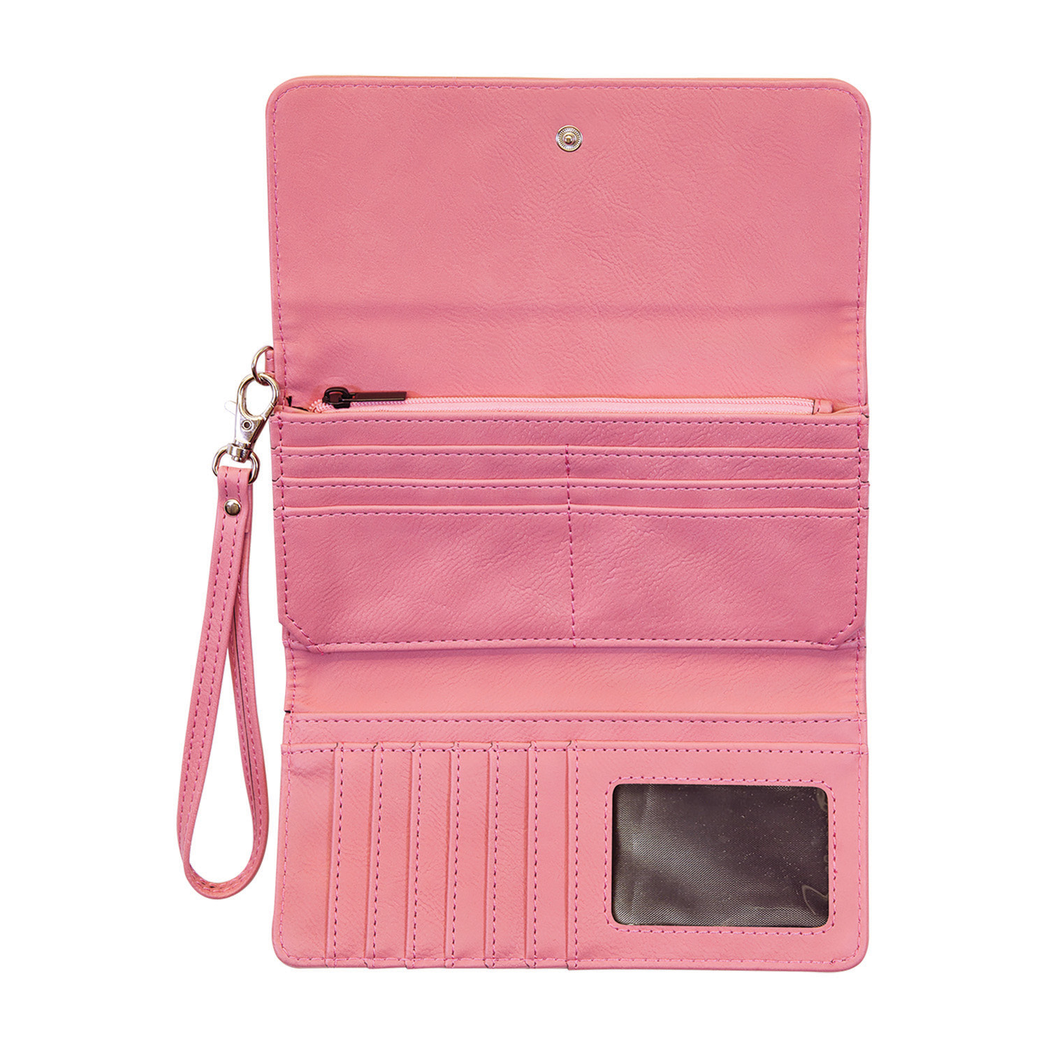 Pink Leatherette Wallet with Strap 2