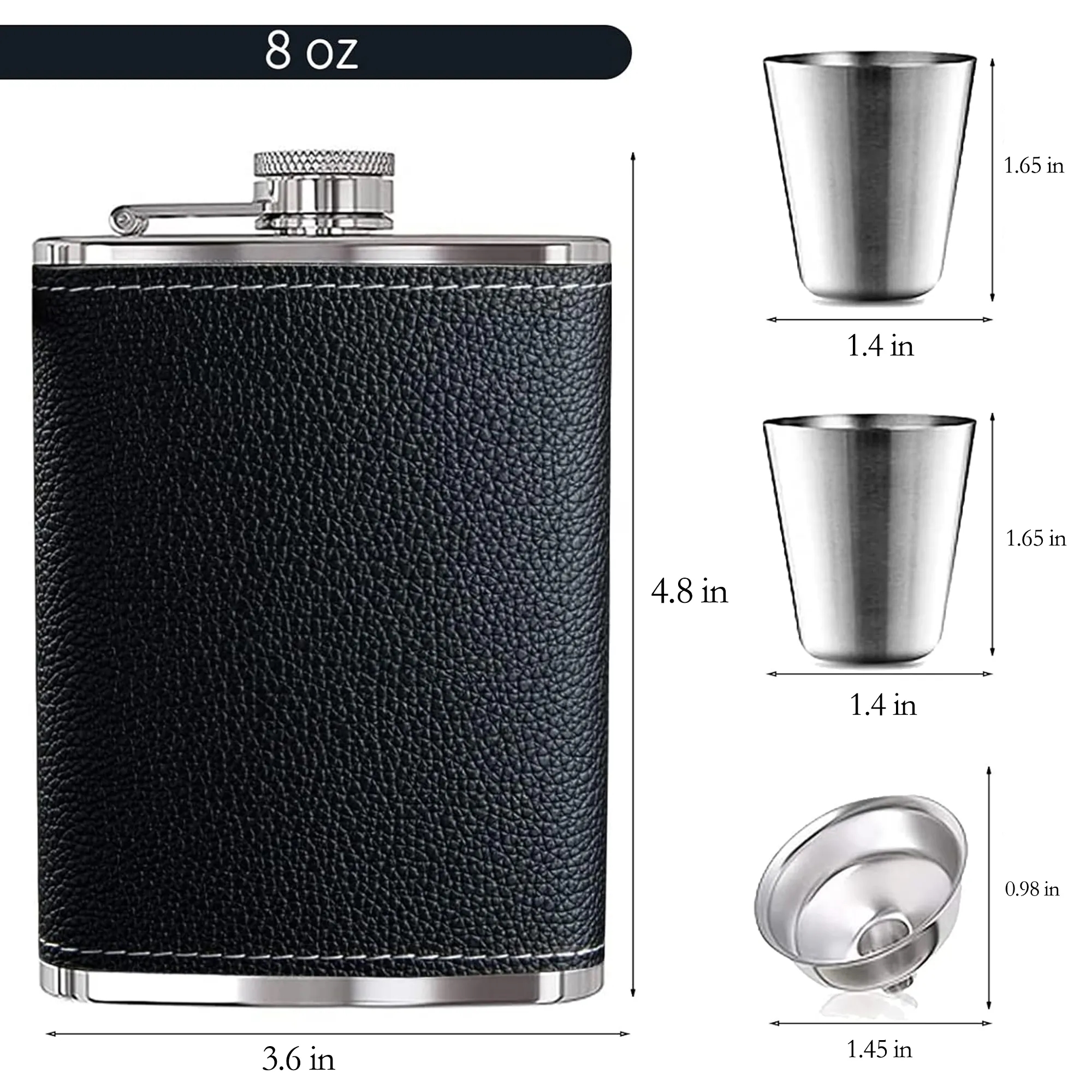 Leather Wrap Hip Flask Gift Set 5