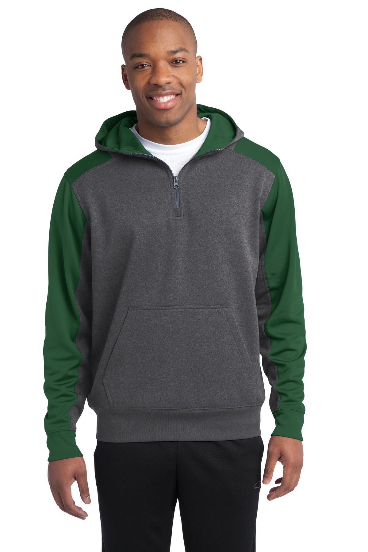 Sport-Tek Tech Fleece Colorblock 1/4-Zip Hooded Sweatshirt. ST249, custom hoodie or sweatshirt with logo imprint 49