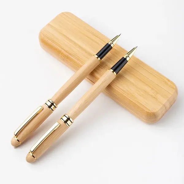 Personalized Bamboo Ballpoint Pen With Case Sets 4