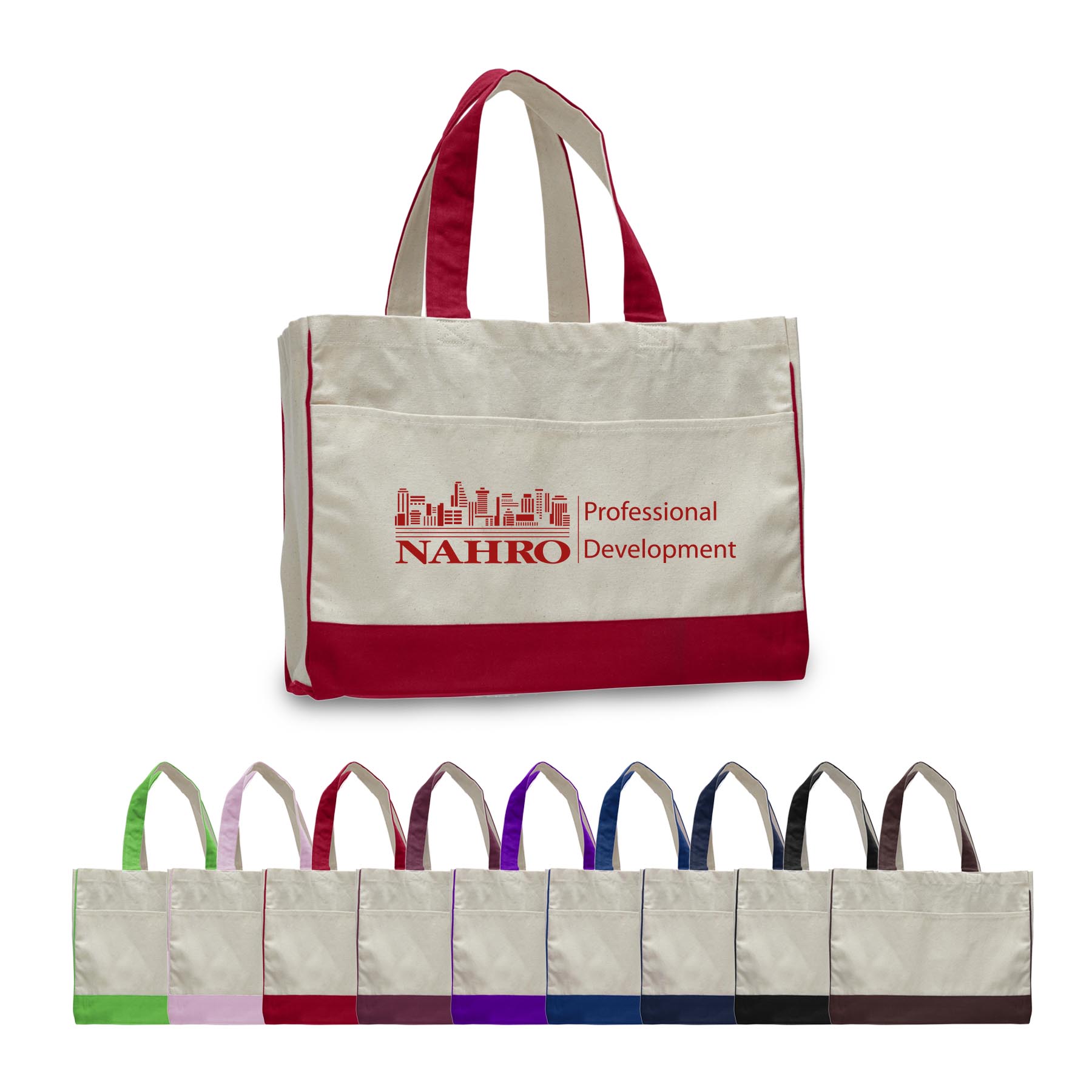 12 oz. Cotton Canvas Self Fabric Handles Tote Bag/w inside zipper pocket_R114BT 7