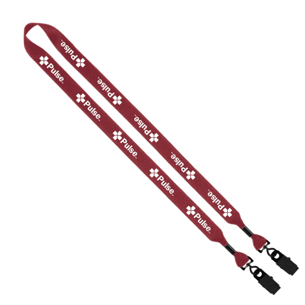 3/4" 2-Ended Polyester Lanyard with Metal Crimp & Metal Bulldog Clip 42