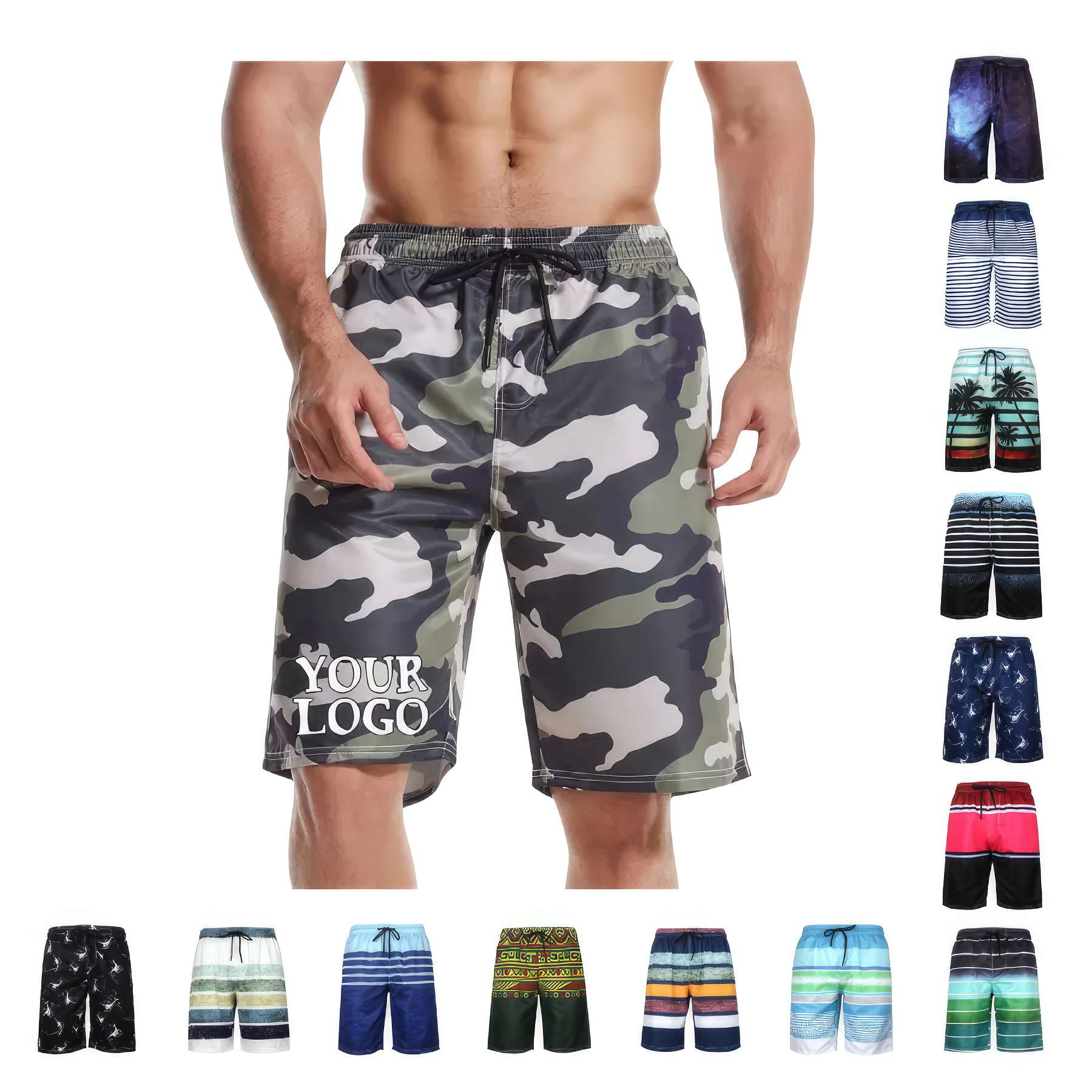 Custom Digital Printing Men's Swim Trunks Beach Shorts 3